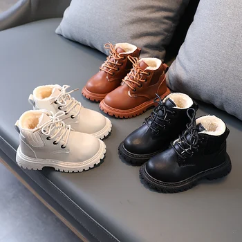 2023 Yeni Stil çocuk Kar Botları Kız Erkek Peluş Çizmeler Rahat Sıcak Ayak Bileği Ayakkabı Çocuk Moda Ayakkabı Çocuklar için