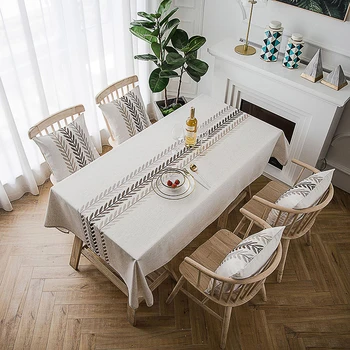 İskandinav masa örtüsü dikdörtgen mutfak işlemeli yemek masası örtüsü parti masa örtüsü düğün şömine tezgah dekorasyon