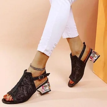 Taklidi Yüksek Topuk Ayakkabı kadın Yaz Tarzı Sandalet 5CM POMPALARI Moda Bling Bayanlar Burnu açık parti ayakkabıları Topuklu Kadın