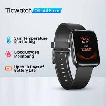 Ticwatch GTH Spor Smartwatch Erkekler / Kadınlar Monitör Cilt Sıcaklığı Oksijen Uyku İzleme Su Geçirmez Yüzmek Spor İzle