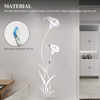 1 Adet 3D Ayna Duvar Sticker DIY Çiçek Sanat Çıkarılabilir Duvar Sticker Akrilik Duvar Çıkartması Ev Oturma Odası Arka Plan Banyo dekor