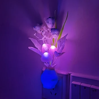 1 adet LED Fiş Sevimli Mantar İşığı Çiçek Duvar Lambası Gece Lambası Yetişkinler Çocuklar Gece Lambası Yatak Odası Oturma Odası Merdiven Koridor