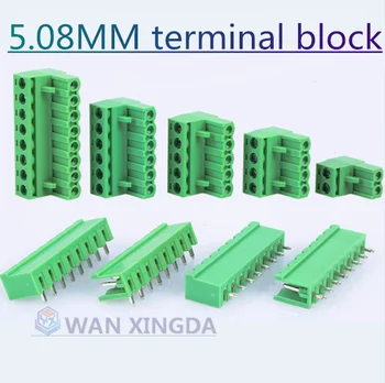 10 Adet Pitch 5.08 mm terminal şerit konektörü 5.08 mm 2-16 pin PCB konektör terminal şerit 2edg soket / kavisli pin / düz pin