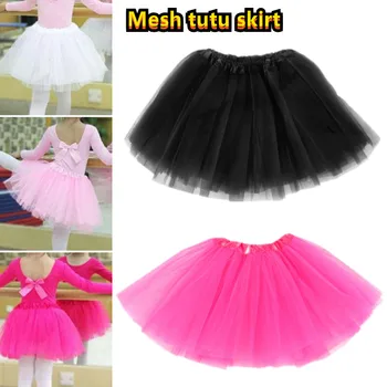 2-8 Yıl Kızlar dans eteği çocuk Örgü Kısa Tutu Etek Parti Elbise Saf Renk Kabarık Tutu Etek Pettiskirt