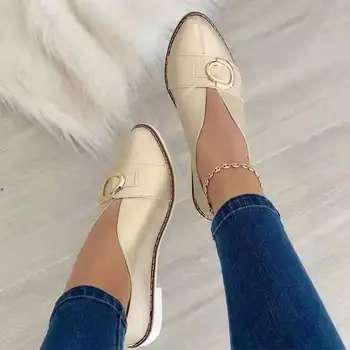 2022 İlkbahar Sonbahar Moda Düz Kadın Ayakkabı Rahat kadın ayakkabısı Deri Yuvarlak Kafa Düz Küçük beyaz ayakkabı