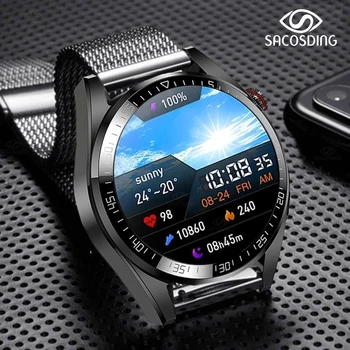 2022 Yeni HD 454 * 454 AMOLED Ekran akıllı saat Her Zaman Ekran Zaman Bluetooth Çağrı Yerel Müzik Smartwatch Erkekler İçin Android ıos