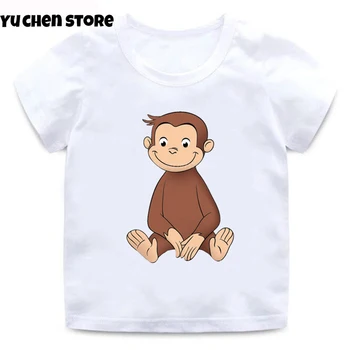 2022 Yeni Yaz Bebek Erkek T shirt Meraklı George Karikatür Baskı Çocuk T-shirt Komik Maymun Çocuk Kız Üstleri Giysi T-shirt