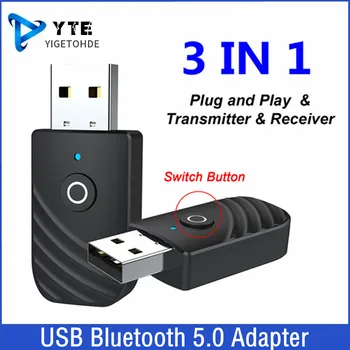 3 in 1 Kablosuz USB Bluetooth 5.0 Adaptörü Ses Alıcı Verici 3.5 mm AUX Adaptador İçin Araba TV pc bilgisayar Ev Stereo