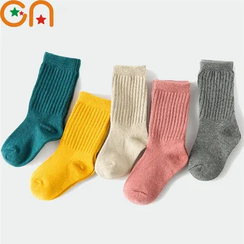 3 Pairs Çocuk Çorap Pamuk Erkek Kız Bebek Öğrenci Moda Katı Sevimli Sıcak Yumuşak 1-10 Yıl Çocuklar Çorap Yeni Yıl Hediye