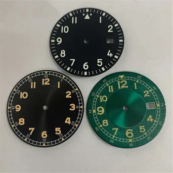 33.5 mm Siyah Kadran Yeşil ışıklı Saat için Montaj Parçaları NH35 / NH36 / 7S / 4R hareketi