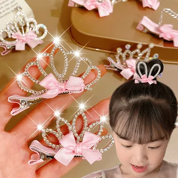 3D Taç Saç Tokası Çocuk Şapkalar Bebek Kız Prenses Saç Tokası saç tokası Aksesuarları Küçük Kızlar Rhinestone Headdress Hairgrips