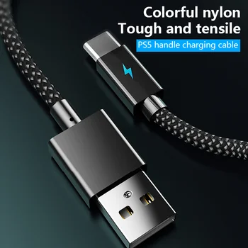 3M şarj kablosu için PS5 Anahtarı Pro Denetleyici USB Tip C Veri şarj kablosu için LED Göstergesi İle Xbox Serisi / Telefon
