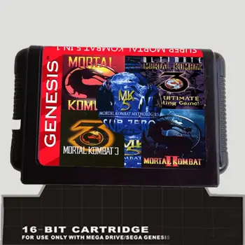 5 İn 1 Oyun kartuşu İle Mortal Kombat 1 2 3 4 5 için 16 bit sega Megadrive Genesis Oyun oyuncu