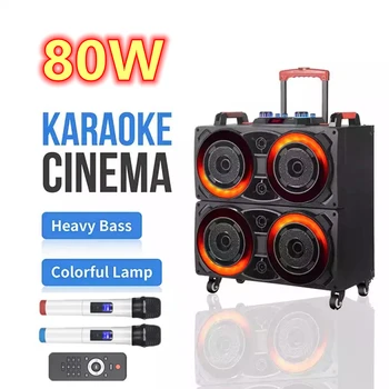 80W Yüksek Güç Çubuk Hoparlör Taşınabilir Su Geçirmez Kablosuz Subwoofer Karaoke Ev Sineması 360° Stereo Surround TWS / FM Caixa De Som