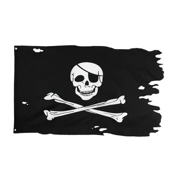 90 * 150 cm Çift Kırık Kafatası Kafa Crossbones Korsanlar Bayrağı Jack Rackham Jolly Roger Bayrağı