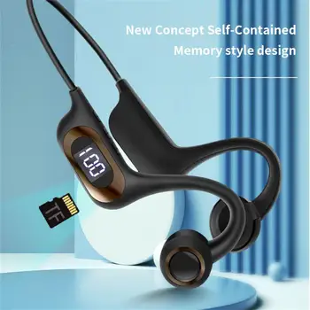 AKZ-G3 Kemik İletim Bluetooth Kulaklık V5. 3 Kulak kancası Hava İletim Kablosuz Kulaklık Desteği TF Kart Spor Kulaklık