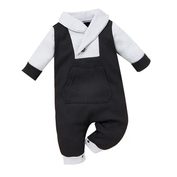 Bebek Erkek Bebek Romper Yenidoğan Erkek Uzun Kollu Tulum Cep Rahat Kıyafetler Bahar Sonbahar Giysileri 0-18 Ay