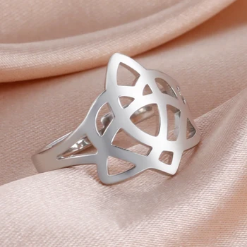 Dawapara Üçgen İrlandalı Celtics Düğüm Ayarlanabilir Yüzük Kalp Trinity İrlandalı Düğüm Muska Yüzükler Kadınlar için paslanmaz çelik Takı
