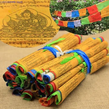 Dini Bayraklar Bahçe Bayrakları Tibet Budist Malzemeleri Renkli Baskı Namaz Bayrağı Tibet Afiş 5M 20 Levhalar