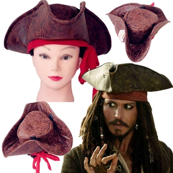 DİSNEY karayip korsanları Jack Sparrow Jackie Cosplay Kostüm Yetişkin Unisex Şapka Süet Korsan Kovboy Kap Prop