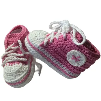 El yapımı Bebek Kız Erkek Tığ Sneaker Patik Bebek Örme spor ayakkabılar Yumuşak Taban Kapalı rahat ayakkabılar Ön Yürüyüşe Pamuk