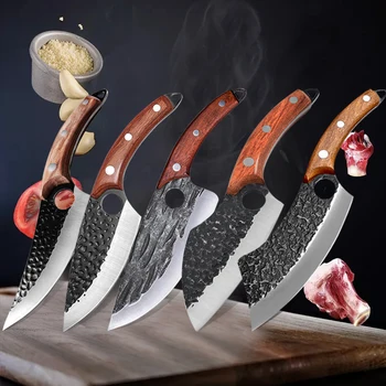 Et Cleaver av bıçağı Dövme Mutfak Bıçağı Paslanmaz Çelik Sırp kasap bıçağı Kemiksi Saplı Balık şef bıçağı Kılıf ile