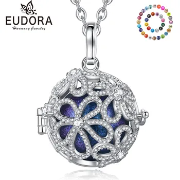Eudora 18mm Harmony Topu Kristal Çiçek Kolye Kolye Gebelik Çan Bola Müzik Topu Güzel Gebelik Takı kadın Hediye