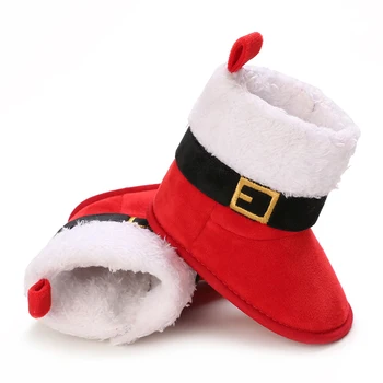Eğlenceli Yenidoğan Patik Santa Ayak Çorap Bebek Noel Çizmeler Güzel Kar Tanesi Santa Tasarım Kış ev terliği Kaymaz ayakkabı