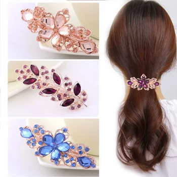 Gel Parlaklık Klasik Kristal Çiçek Saç Tokası Kız Bayanlar Hairwear Takı Kadınlar İçin Rhinestone Alaşım saç tokası Parti Tokalarım