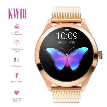 IP68 Su Geçirmez akıllı saat Kadınlar Güzel Bilezik nabız monitörü Uyku İzleme Bağlayın IOS Android KW10 bant