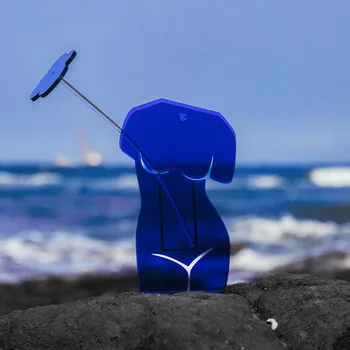 Iskandinav Ev Mobilya Yaratıcı Dekorasyon Akrilik Vazo Sanat Çiçek Vücut Süsleme Kalem Konteyner makyaj fırçası Depolama Mavi