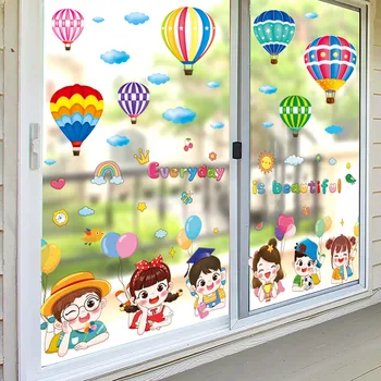 Karikatür Çocuk duvar çıkartmaları PVC Malzeme DIY Sıcak Hava Balonları Duvar Çıkartmaları Çocuk Odaları için Bebek Odası Kreş Ev Dekorasyon
