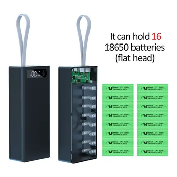 Kaynak Ücretsiz 16 * 18650 Pil saklama kutusu PD 3.0 USB 10W Hızlı Kablosuz Şarj DIY taşınabilir güç kaynağı kılıfı 18650 Pil Tutucu Kutusu