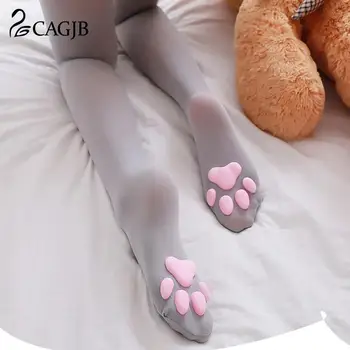 Kedi Pençe Çorap Kawaii 3D Kedi Pençe Kadın Çorap Lolita Paw-Pad Uyluk Yüksek çorap