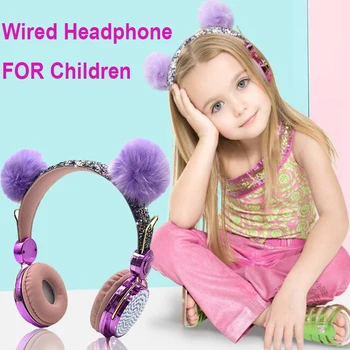Kesim Peluş Kulaklıklar Ücretsiz Kargo Kulaklık Kızlar Çocuklar İçin çocuk Kulaklık için flaş ışığı İle İPAD Telefon