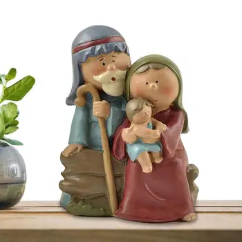 Kutsal Aile Doğuş Reçine Heykelcik Noel Kapalı Doğuş Süsler Dekor Dini İbadet Kutlamaları