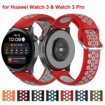 Kırmızı Silikon saat kayışı için Huawei İzle 3 ve Huawei izle 3 Pro Band Bileklik Correa GT2 GT 2 46mm Kayış Metal Toka ile