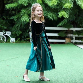 Kız Prenses Elbise Elsa Anna Deluxe Fantezi Kostüm Çocuk Karnaval Çocuk Pageant Doğum Günü Partisi Kıyafet Giyim 2-11 Yıl