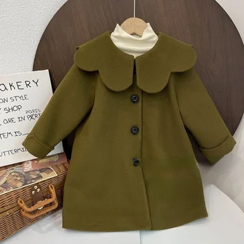 Kızlar Yün Ceket Ceket Pamuk Dış Giyim 2022 Yeşil Sıcak Kalınlaşmak Kadife Kış Nefes Noel çocuk giyim