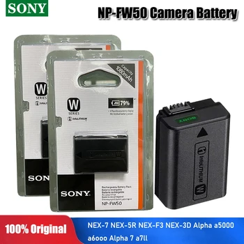 Orijinal Sony NP-FW50 NP FW50 NPFW50 Kamera pil paketi NEX-7 NEX-5R NEX-F3 NEX-3D Alfa a5000 a6000 Alfa 7 a7II A7r2 a6300