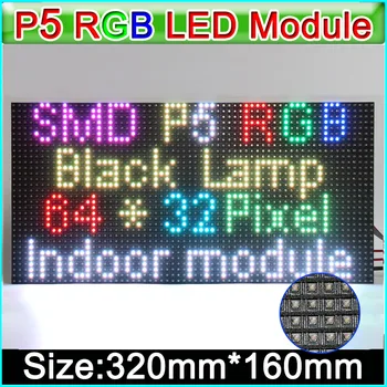 P5 Kapalı Tam Renkli LED Ekran Modülü 320mm x 160mm, SMD RGB 3 in 1 P5 LED Panel 64x32 LED Ekran Video Duvar, LED matris