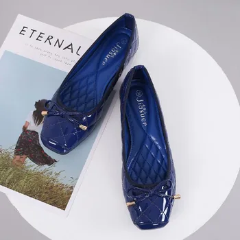 Rahat Kraliyet Mavi Ayakkabı Kadınlar için Artı Boyutu 40 Yumuşak Kayma Kadınlar Flats Ayakkabı Kelebek Düğüm Loafer'lar Dans İçin