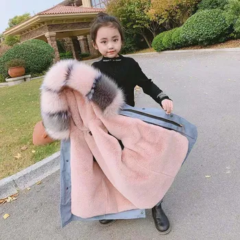Russian Winter Thicken Faux Fur Jackets Coat Baby Girl Hooded Outerwear High Quality Casual Warm одежда для подростков 3-14Yrs