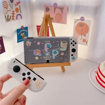 Sevimli Karikatür Çiftler Oyun Konsolu Nintendo Nintendo Anahtarı OLED NS NX Koruyucu Kapak Temizle TPU silikon kılıf İçin Anahtarı