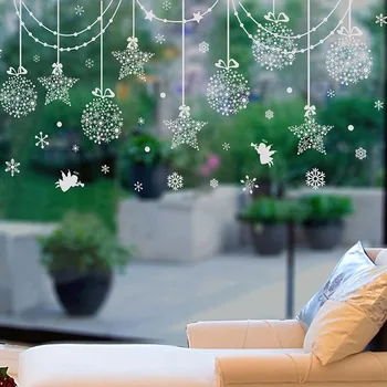 [shıjuekongjıan] Asmak Süslüyor cam çıkartması DIY Noel Süsler Duvar Çıkartmaları Oturma Odası için Ev Pencere Yeni Yıl Dekorasyon