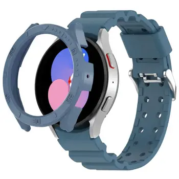 Silikon Watch Band Kayışı Samsung Galaxy İzle 44mm Galaxy İzle 5 Zırh Kayışı Ölçekli Kılıf Takım Elbise akıllı saat Aksesuarları