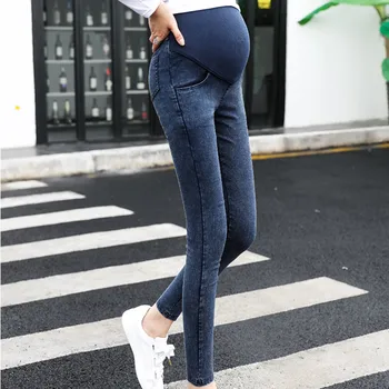Sonbahar Bahar Analık Pamuk Kot Analık Gebelik Giysileri Sıska Pantolon Kot Yüksek Elastik Hamile Kadınlar Tayt