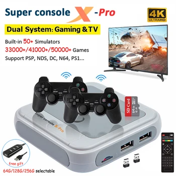 Süper Konsol X Pro / GD10 video oyunu Konsolları Mini TV Retro Oyun Oyuncu için 2.4 G Kablosuz Kontrolörleri N64 / PS1 / SEGA / SNES / MAME