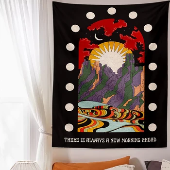 Tarot Kartı Goblen Duvar Asılı Tarot Güneş ve Ay Boho Cadı Goblen Yatak Odası Estetik Sevimli Goblen Oturma Odası Yurt