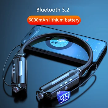 TWS kablosuz bluetooth 5.2 Kulaklık Manyetik Boyun bantlı kulaklıklar IPX5 Su Geçirmez Spor Koşu mikrofonlu kulaklık 6000mAh TF Kart
